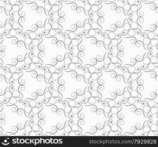 Seamless geometric pattern. Gray abstract geometrical design. Flat monochrome design.Monochrome spirals and clovers.