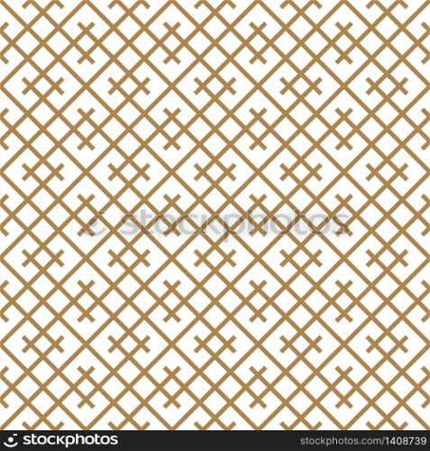 Seamless geometric pattern, great design for any purpose.Pattern background vector.Average thickness lines.Gold and white.Japanese style Kumiko.. Seamless geometric pattern in golden and white.Japanese style Kumiko.