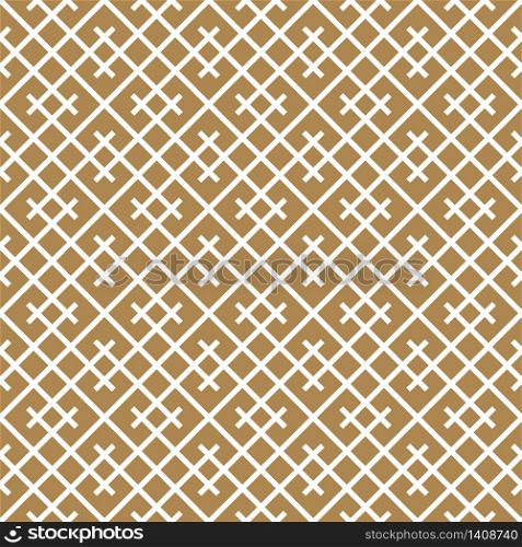 Seamless geometric pattern, great design for any purpose.Pattern background vector.Average thickness lines.Golden and white.. Seamless geometric pattern in golden and white.