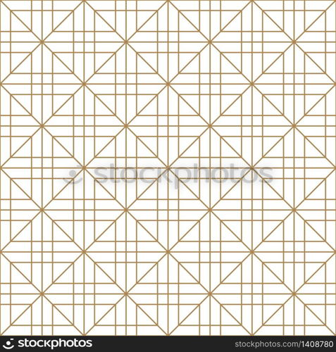 Seamless geometric pattern, great design for any purpose.Pattern background vector.Fine lines.Gold and white.Japanese style Kumiko.. Seamless geometric pattern in golden and white.Japanese style Kumiko.