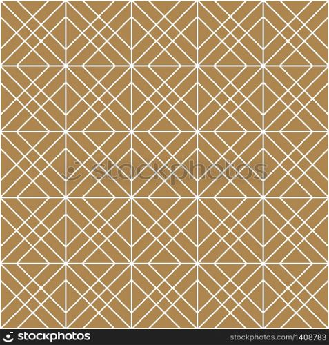 Seamless geometric pattern, great design for any purpose.Pattern background vector.Fine lines.Gold and white.Japanese style Kumiko.. Seamless geometric pattern in golden and white.Japanese style Kumiko.