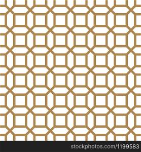 Seamless geometric pattern, great design for any purpose.Pattern background vector.Thick lines.Gold and white.Japanese style Kumiko.. Seamless geometric pattern in golden and white.Japanese style Kumiko.