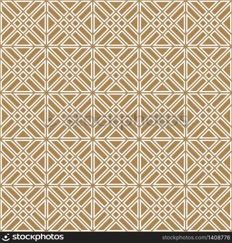 Seamless geometric pattern, great design for any purpose.Pattern background vector.Thick lines.Gold and white.Japanese style Kumiko.Double lines.. Seamless geometric pattern in golden and white.Japanese style Kumiko.Double lines.