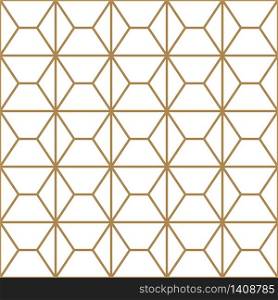 Seamless geometric pattern, great design for print, lasercutting, engraving.Pattern background vector.Gold and white.Average thickness lines.. Seamless geometric pattern in golden and white.Japanese style Kumiko.