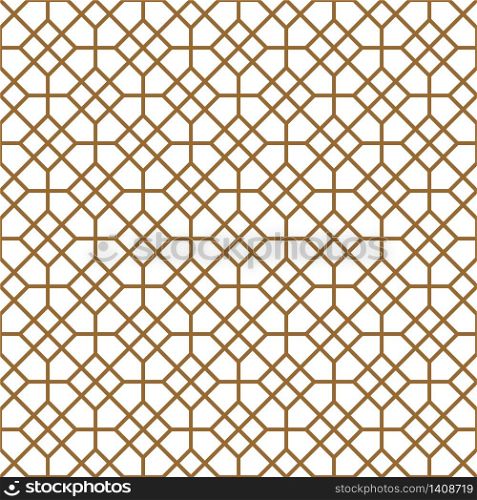 Seamless geometric pattern, great design for print, lasercutting, engraving,wrapping.Pattern background vector.Gold and white.Average thickness. Seamless geometric pattern in golden and white.Japanese style Kumiko.