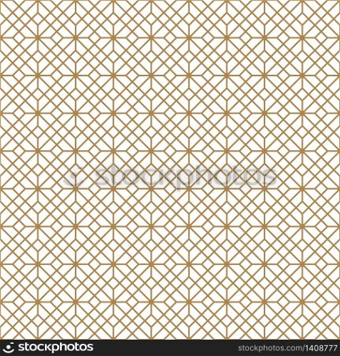 Seamless geometric pattern, great design for print, lasercutting, engraving,wrapping.Pattern background vector.Gold and white.Thick lines.ROUNDED corners. Seamless geometric pattern in golden and white.Japanese style Kumiko.