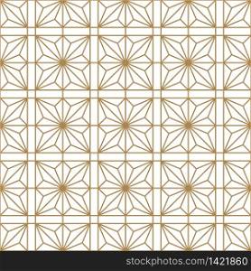 Seamless geometric pattern, great design for print, lasercutting, engraving,wrapping.Pattern background vector.Gold and white.Average thickness lines.. Seamless geometric pattern in golden and white.Japanese style Kumiko.