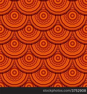 "Seamless geometric pattern in "fish scale" design with round decorative ornament"