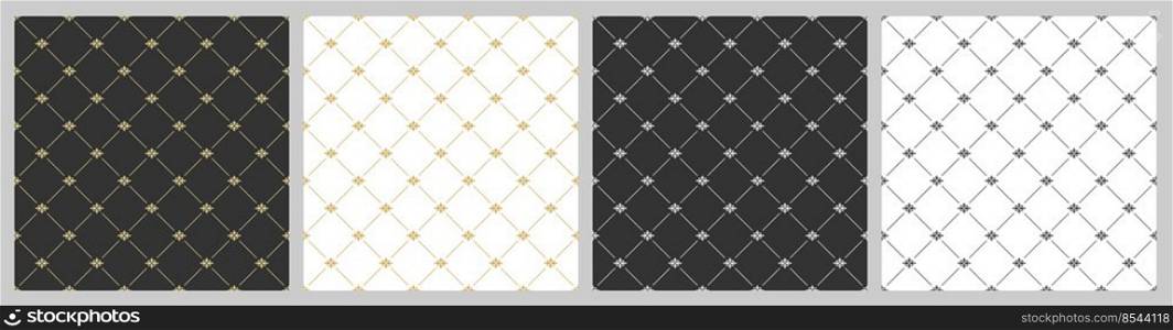 Seamless geometric pattern of diagonal lines and elements of oriental ornament. Flat style.