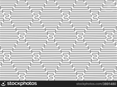 Seamless geometric pattern .Realistic shadow creates 3D look. Light gray colors.Cut out paper effect.Perforated wavy rhombuses.