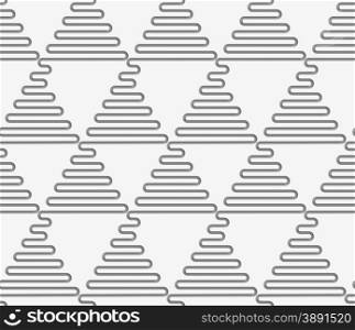 Seamless geometric pattern .Realistic shadow creates 3D look. Light gray colors.Cut out paper effect.Perforated wavy triangles in rows.