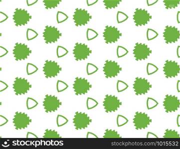 Seamless geometric pattern. Shaped green leaves and triangles on white background.