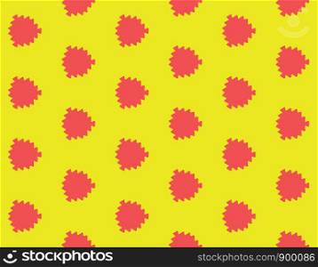 Seamless geometric pattern. Shaped red leaves on yellow background.