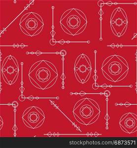 Seamless geometric pattern texture in red and white. Simple background.. Seamless pattern texture. Geometric ornament. Vector illustration