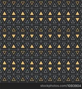 Seamless geometric pattern with bold triangle and interweaving thin lines, hexagon pattern, gold and black pattern, vector illustration