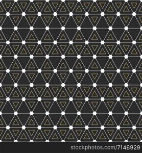 Seamless geometric pattern with interweaving thin lines triangle, hexagon pattern, gold and black pattern, vector illustration