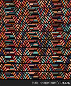 Seamless geometric pattern with multi-colored lines. Modern random colors for textiles, packaging, paper printing, simple backgrounds and textures.