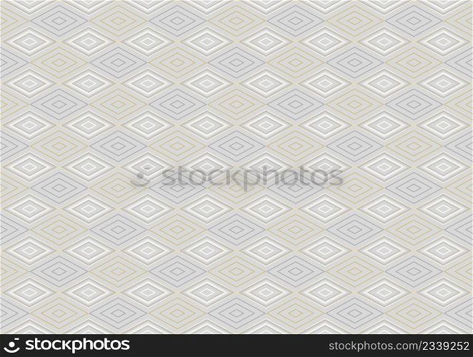 Seamless Geometric Pattern with Rhombus Motif on Silver Background - Abstract Decorative Illustration or Design Element, Vector