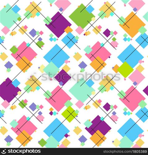Seamless geometric pattern with squares and lines for textures, textiles and simple backgrounds. Scalable vector graphics