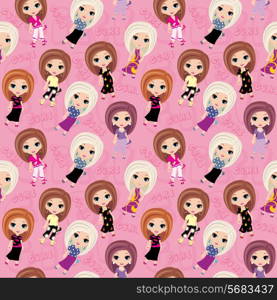 Seamless girls pattern.