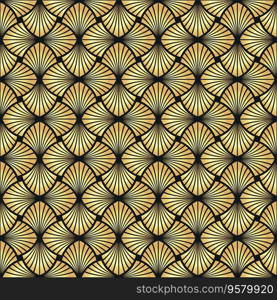 Seamless gold Art Deco palm leaf pattern background