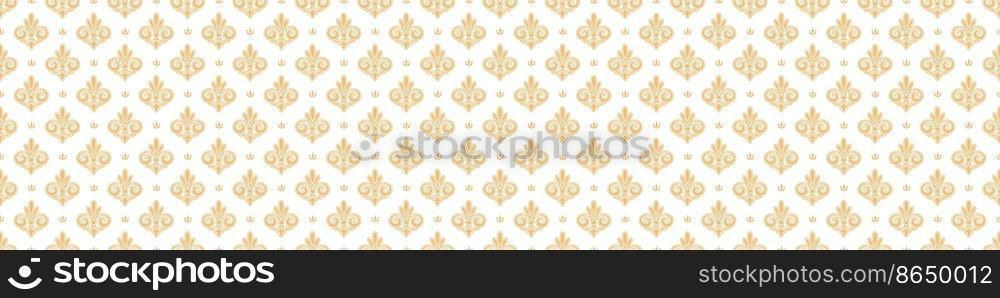 Seamless gold ornament on a white background. Illustration for backgrounds, banners, advertising and creative design. Flat style  