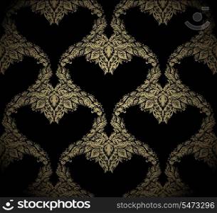 Seamless golden beauty vector ornament on a black background
