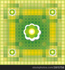 Seamless green and yellow pattern with flower