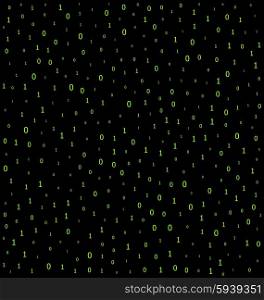 Seamless green binary virtual code. Seamless green digit binary pattern virtual code on black background - vector