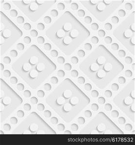 Seamless Grid Pattern. Vector Circle and Square Background. Regular White Texture. Seamless Grid Pattern