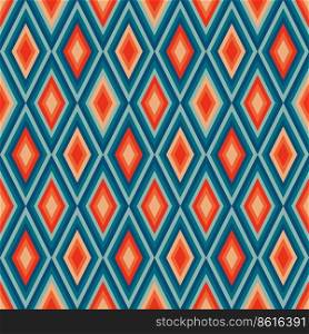 Seamless Groovy aestethic pattern with triangles in the style of the 70s and 60s. Vector illustration. Vintage aestethic pattern with triangles in the style of the 70s and 60