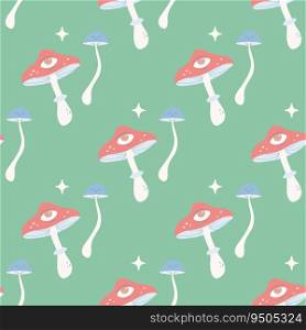 Seamless Groovy Pattern. Mushrooms, psychedelic, style, 70&rsquo;s, background, textile. . Seamless Groovy Pattern. Mushrooms, psychedelic, style, 70&rsquo;s