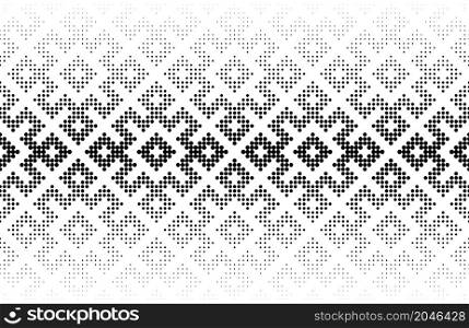Seamless halftone vector background.Filled with black circles .Middle fade out. Based on Russian traditional ornament.. Seamless halftone vector background.Filled with black circles .