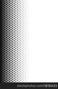 Seamless halftone vector background.Filled with black hexagones .Middle fade out. 20 figures in height. Size A4. Seamless halftone vector background.Filled with black hexagones .