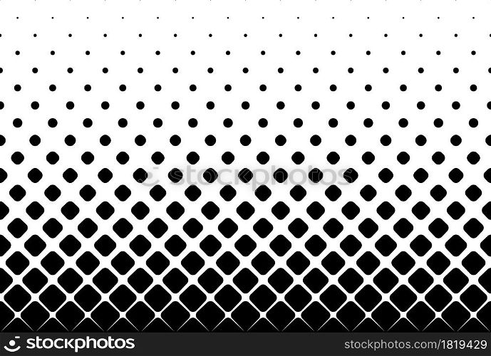 Seamless halftone vector background.Filled with black rounded squares .Middle fade out. 20 figures in height.. Seamless halftone vector background.Filled with black rounded squares .