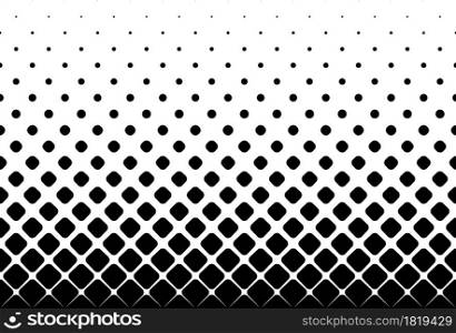 Seamless halftone vector background.Filled with black rounded squares .Middle fade out. 20 figures in height.. Seamless halftone vector background.Filled with black rounded squares .