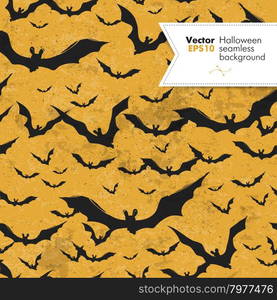 Seamless Halloween vector pattern with bats. Grunge layers can be easy editable or removed.