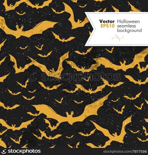Seamless Halloween vector pattern with bats. Grunge layers can be easy editable or removed.