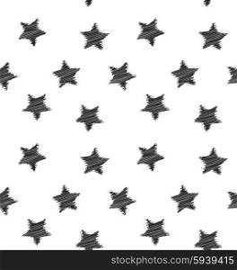 Seamless hand drawing star pattern. Seamless hand drawing star pattern black on white backdrop - vector