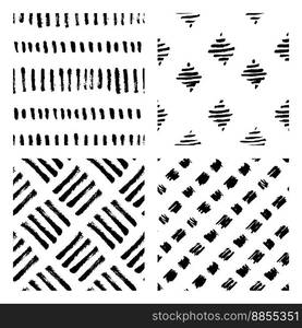 Seamless hand drawn ink patterns vector image