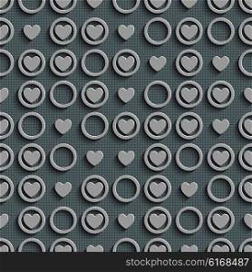 Seamless Heart Pattern. Abstract Gray Background. Vector Regular Texture. Seamless Heart Pattern