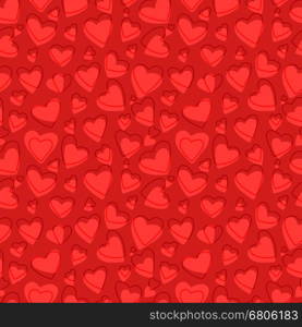Seamless heart pattern background. Full and outline hearts for Valentines day greeting card, wallpaper, cover, surface texture, web page, brochure or flyer . Vector illustration.