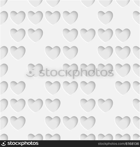Seamless Heart Pattern. Vector Soft Background. Regular White Texture. Seamless Heart Pattern