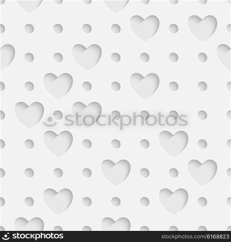 Seamless Heart Pattern. Vector Soft Background. Regular White Texture. Seamless Heart Pattern