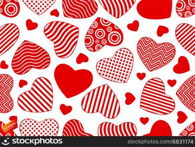 Seamless hearts background isolated on white