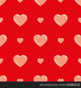 Seamless hearts pattern on a red background. Seamless hearts pattern