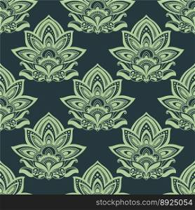 Seamless indian carved paisley green flowers vector image