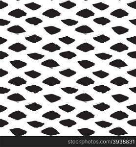 Seamless ink brush painted pattern with black rhombus. Vector illustration. Black and white grunge pattern. Can be used for tags, flyers, banners, web, print, textile and paper designs