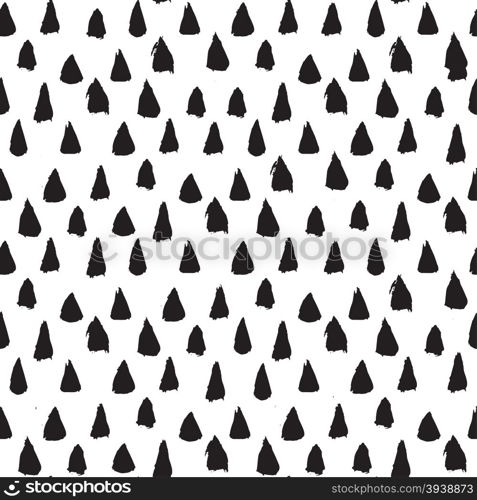 Seamless ink brush painted pattern with black triangles. Vector illustration. Black and white grunge pattern. Can be used for tags, flyers, banners, web, print, textile and paper designs