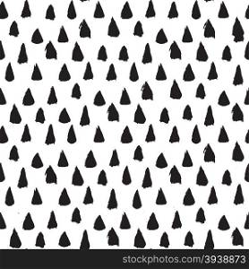 Seamless ink brush painted pattern with black triangles. Vector illustration. Black and white grunge pattern. Can be used for tags, flyers, banners, web, print, textile and paper designs
